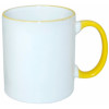 Cana (cana) cu maner colorat, bordura ceramica colorata pentru imprimare prin sublimare